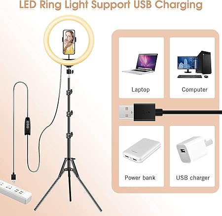 12 inch Ring Light with Floor Tripod and Desk Stand (Ring light Kit Totally 74 12 inch Ring Light with Floor Tripod and Desk Stand (Ring light Kit Totally 74
